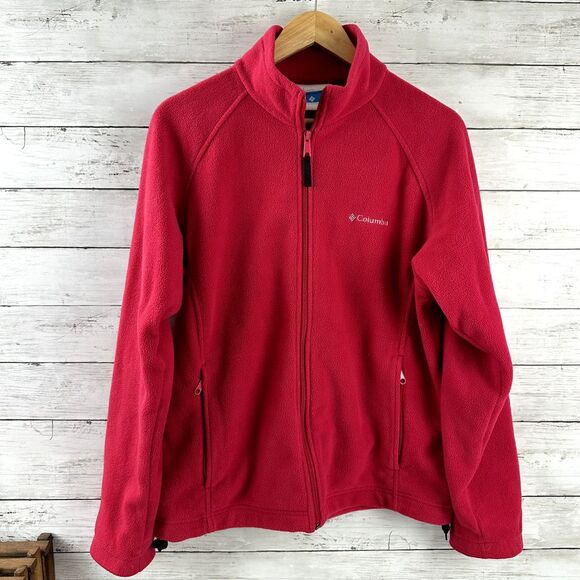 Columbia Fleece Womens‎ Large Pink Full Zip Long Sleeve Jacket Outdoors Casual - Picture 1 of 10